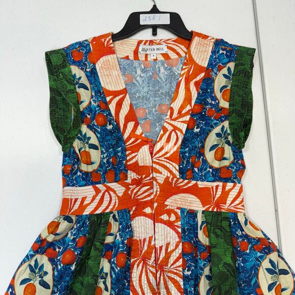 Hunter Bell April Dress orange green cotton size 8 - Picture 3 of 8